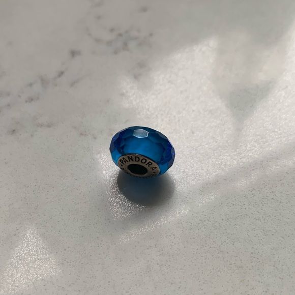 Pandora Sterling Silver Azure Faceted Murano Glass Charm - Picture 3 of 10